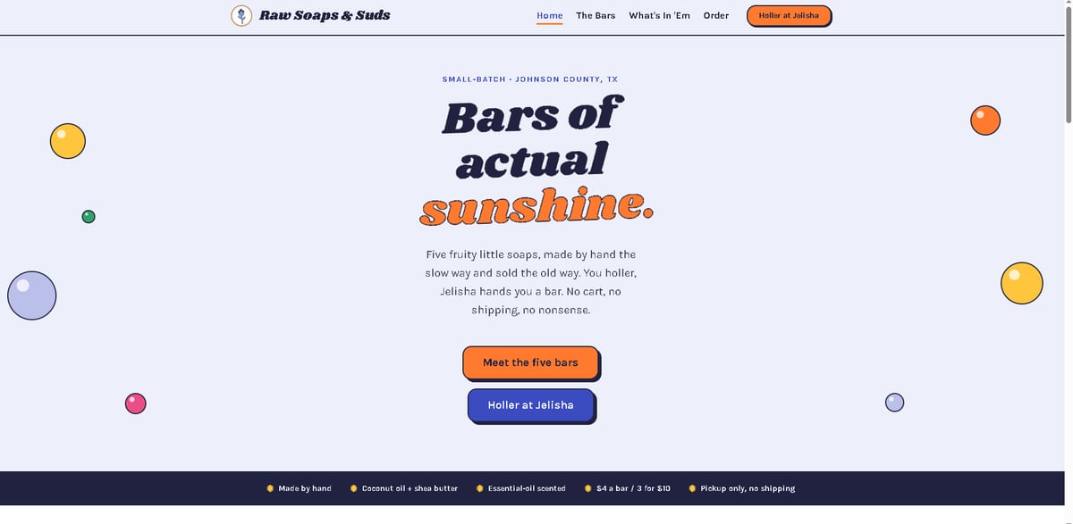 Raw Soaps & Suds homepage
